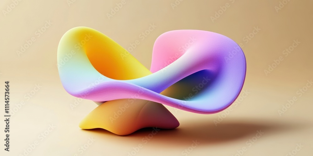 Aufkleber abstract colorful sculpture with smooth curves and gradient hues