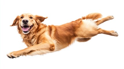 Golden Retriever Dog Leaping Joyfully In Air