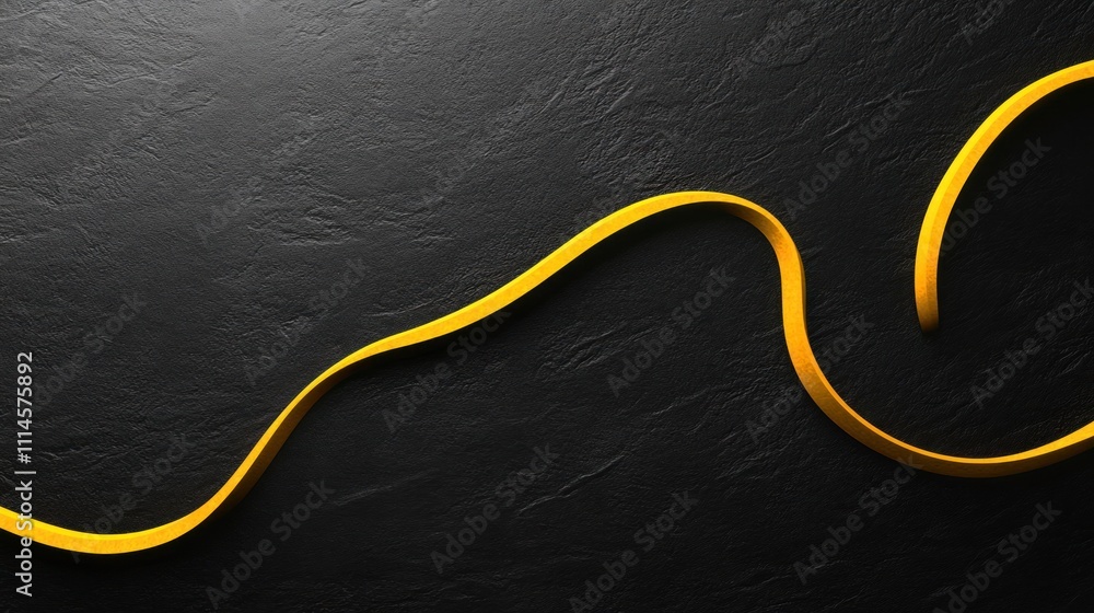 Poster abstract yellow curve on black textured background