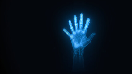 Obraz premium Innovative X-Ray Visualization of a Hand Highlighting Anatomy and Technology