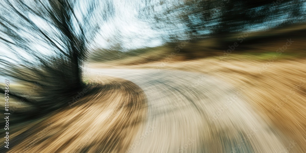 Poster abstract image of a winding road through a forest