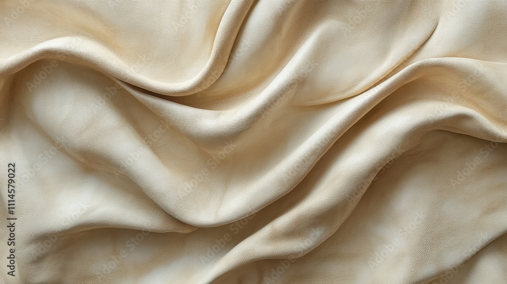 Poster elegant cream fabric draping softly on a surface, showcasing texture and depth in natural light
