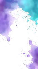 Obraz premium A background of vibrant watercolor splashes in shades of purple, blue, and teal, fading softly into the white background.