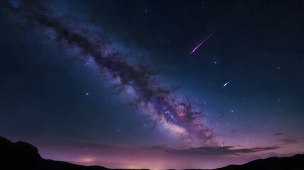 Obraz premium Milky Way and Shooting Stars