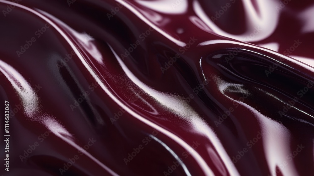 Poster smooth, glossy surface creating mesmerizing waves in deep red color evokes a sense of abstract beaut
