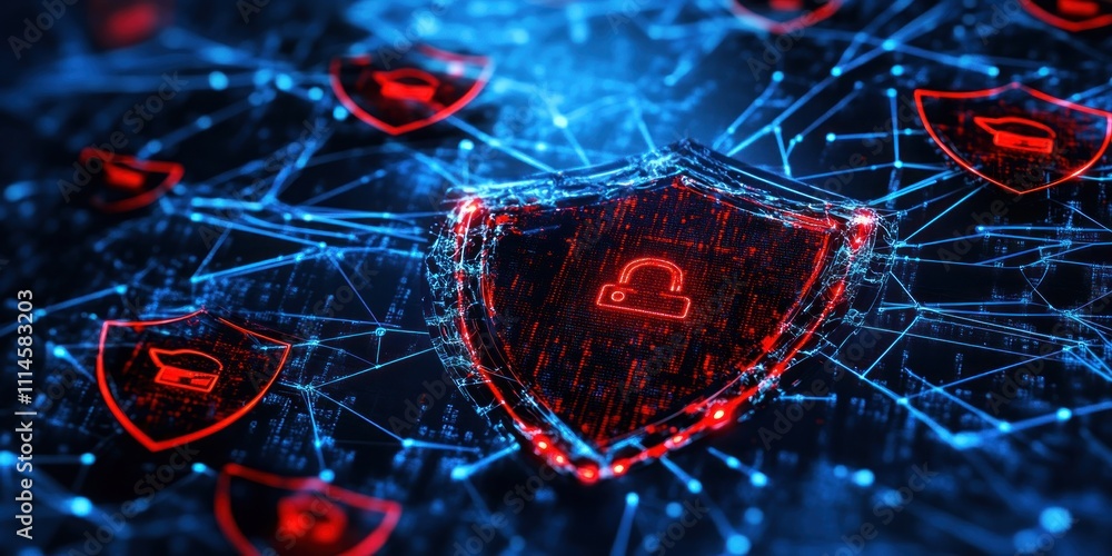 Poster digital network security system protection shield