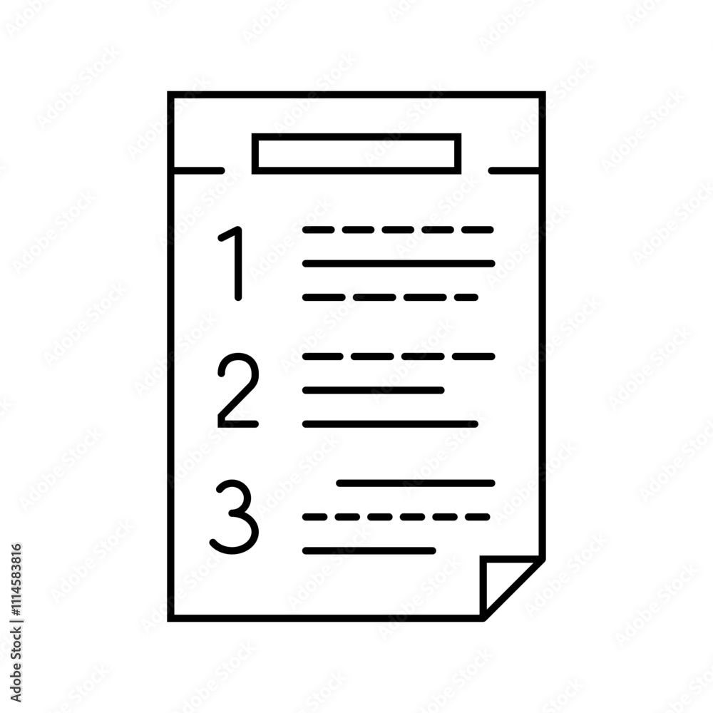 Poster numbered list line icon vector. numbered list sign. isolated contour symbol black illustration