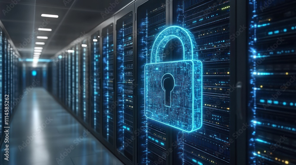 Aufkleber digital lock securing data center servers