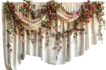 floral curtain isolated against a transparent background
