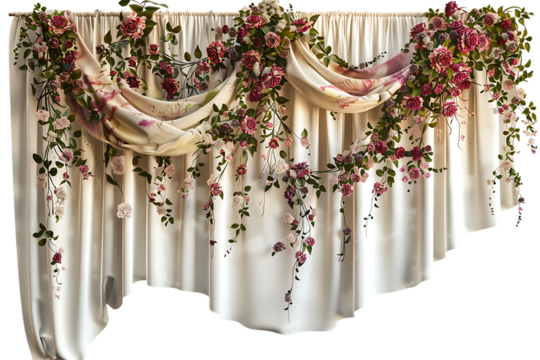 floral curtain isolated against a transparent background - Powered by Adobe
