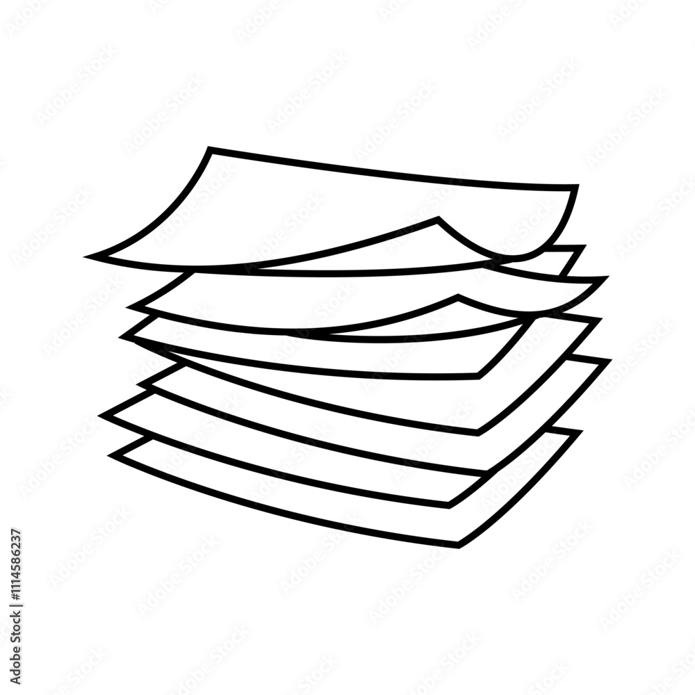 Poster pages stacked list line icon vector. pages stacked list sign. isolated contour symbol black illustra