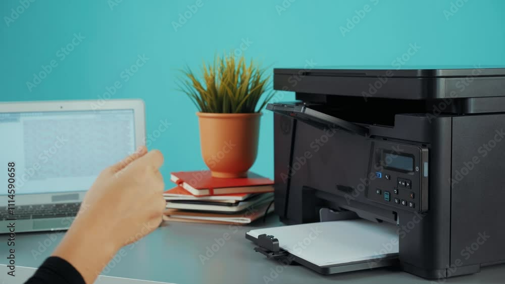 Poster how to set up a multifunction printer at home for efficient document management in your workspace
