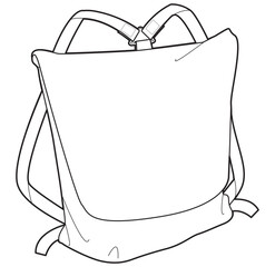 Fototapeta premium Convertible tote pack flat sketch vector illustration technical cad drawing template