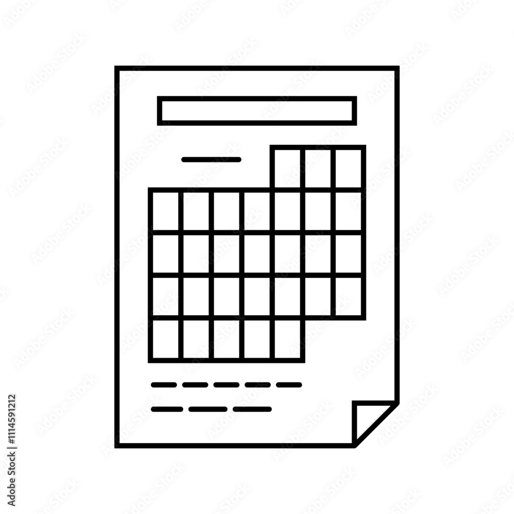Poster calendar grid list line icon vector. calendar grid list sign. isolated contour symbol black illustra