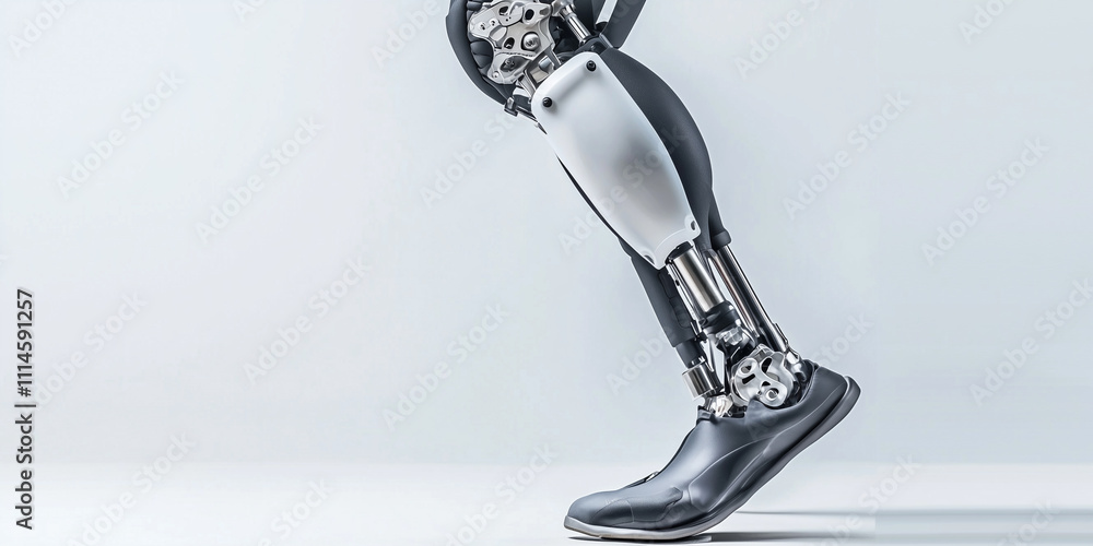 Poster modern prosthetic limb showcasing seamless integration and advanced technology, designed for enhance