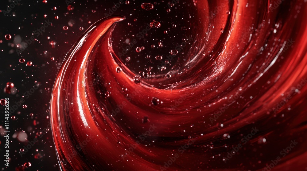 Wall mural Swirling Red Liquid With Suspended Bubbles