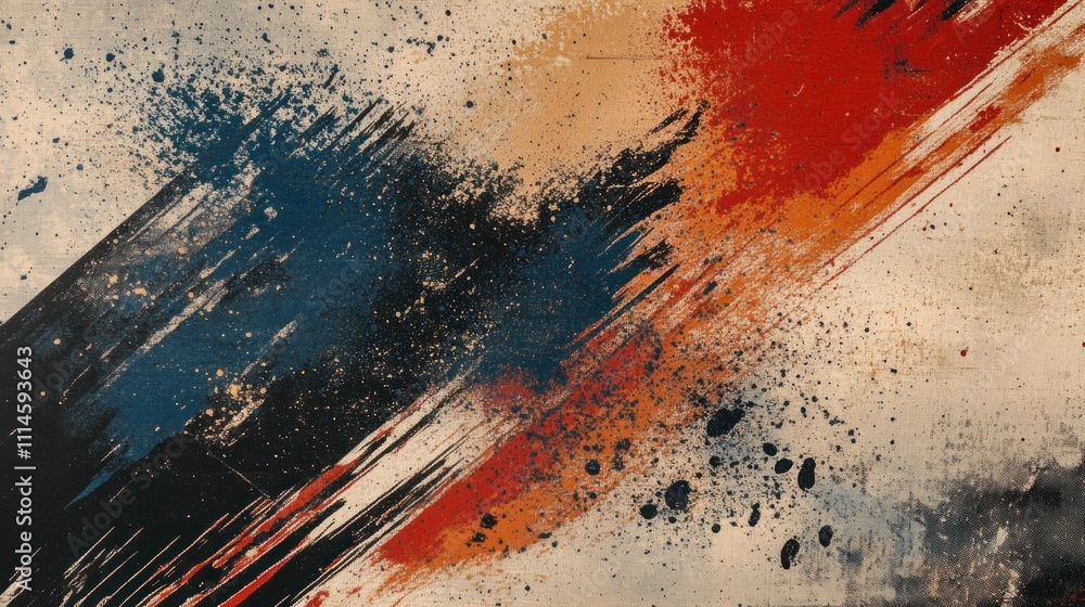 Poster abstract canvas painting with bold brushstrokes and splashes