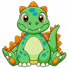 cartoon baby stegosaurus dinosaur sitting   © johndaly