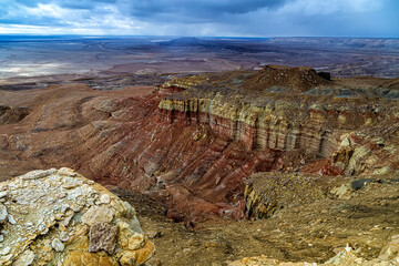 Kazakhstan, Mangistau, Ustyurt National Park, Kokesem. Rainbow Mountains of Kokesem. Geological...