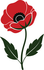 Poppie flower vector silhouette white background