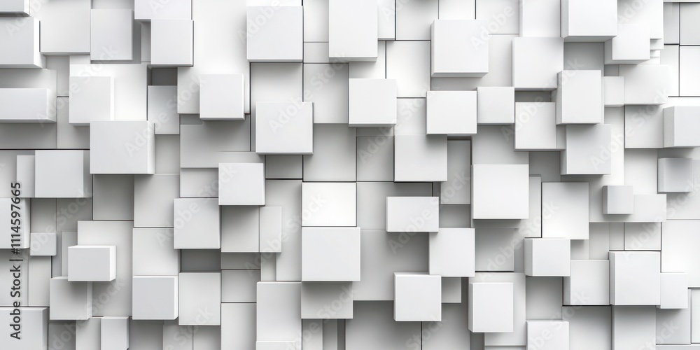 Poster abstract white cube geometric pattern background
