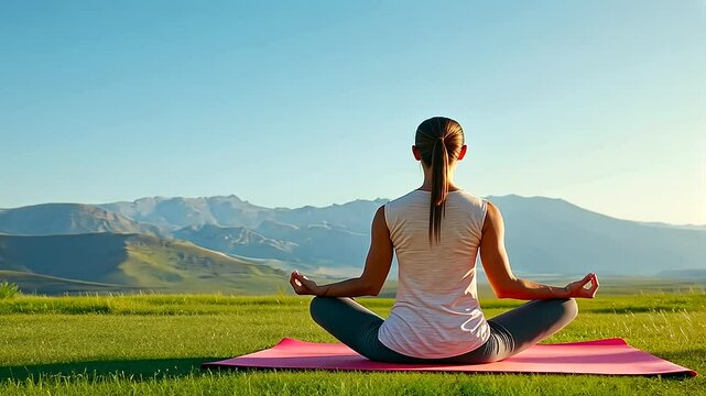 Outdoor Yoga Session with Fit Woman Practicing Ardha Matsyendrasana