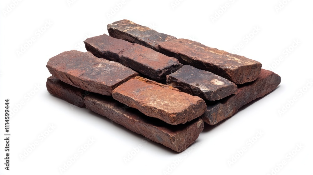 Poster a stack of rough brown rectangular bricks