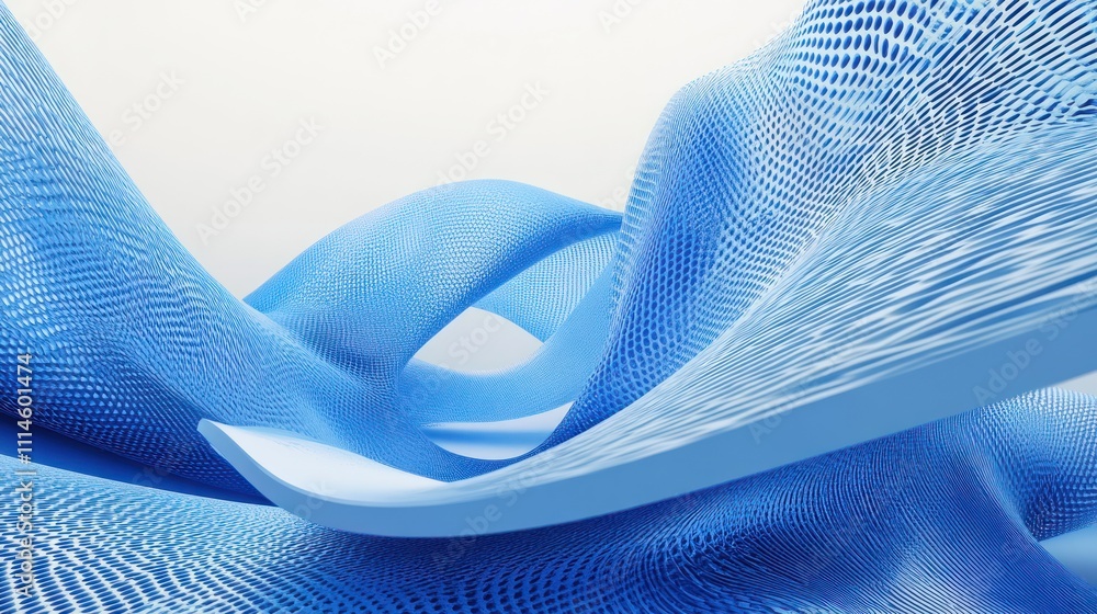 Poster Abstract Blue Wave Pattern Digital Art Design