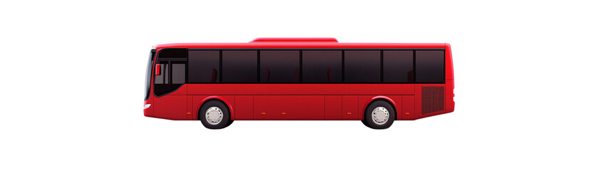 Red bus against a plain background. transparent background