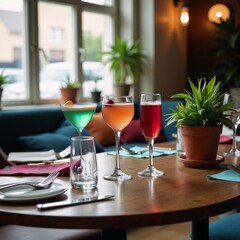 Trendy bar table filled with vibrant drinks amidst luxurious decor creating a festive ambiance for seniors