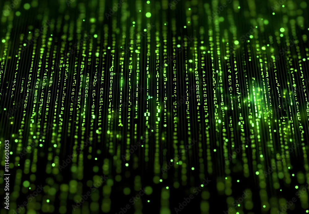 Poster matrix code background green cascading code futuristic feel
