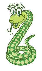 Decorative image of a green wooden snake - a symbol of the new 2025 year from the Chinese Zodiac, a symbol of wisdom, determination, and the ability to maintain self-control.