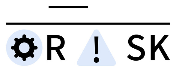 Cogwheel next to letter O, exclamation mark inside triangle between R and S, and K. Ideal for project management, safety protocols, business strategy, risk analysis, warning signs, decision-making