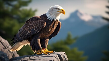 bald eagle sitting on a rock