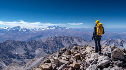 Fototapeta premium Expansive mountain views inspire a sense of adventure in rugged landscapes