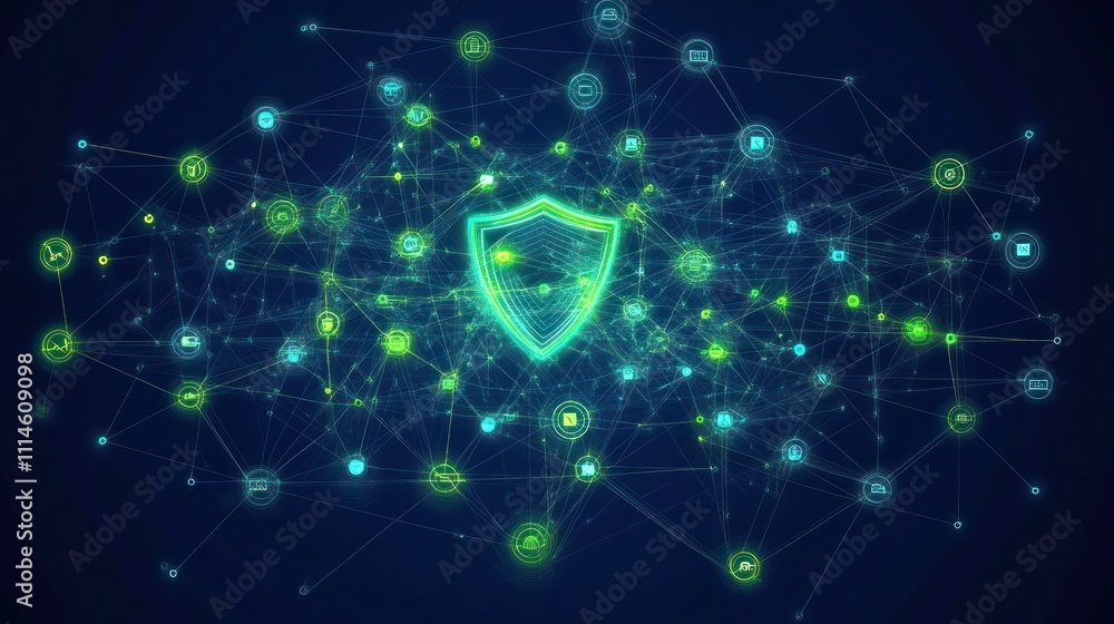 Poster Network Security System Protecting Digital Data Assets