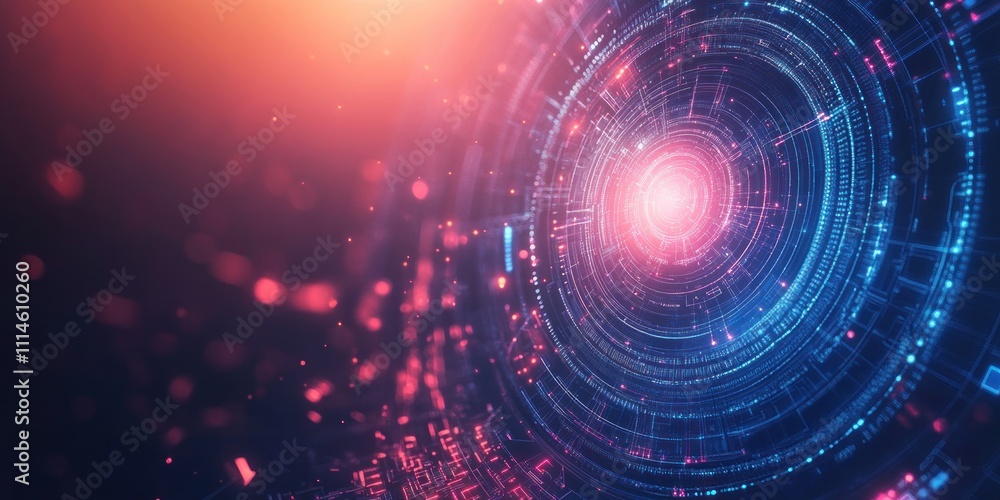 Poster Abstract Digital Data Visualization Circular Design
