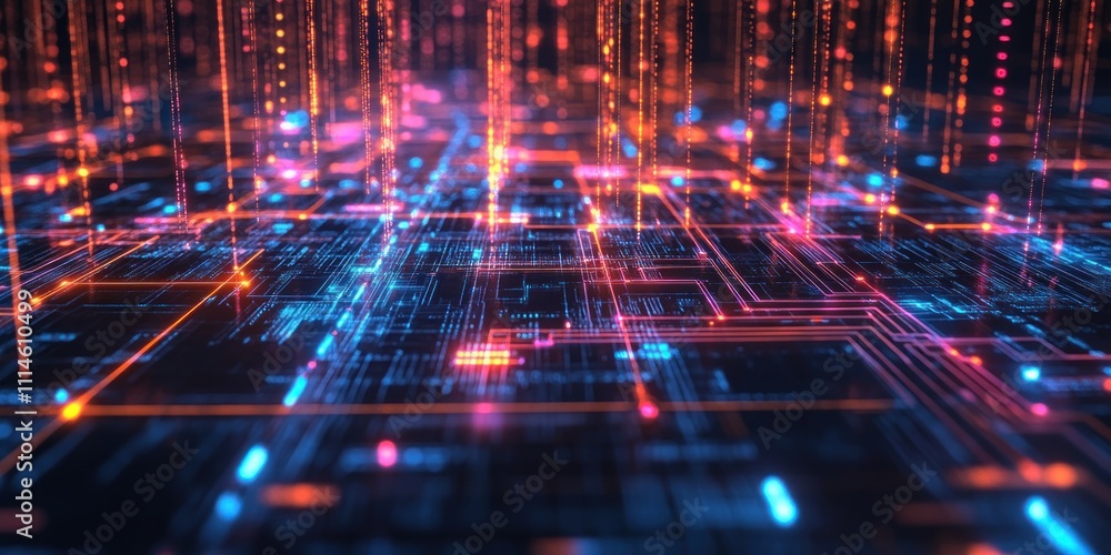 Aufkleber Abstract Digital Network Data Flow Visualization