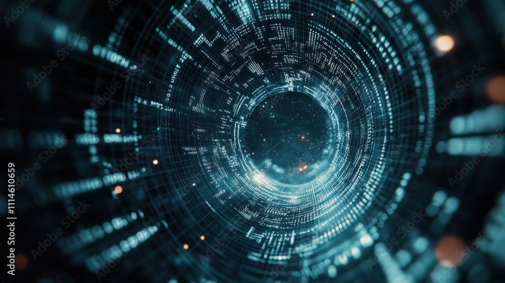 Aufkleber digital data tunnel through space a cyber wormhole