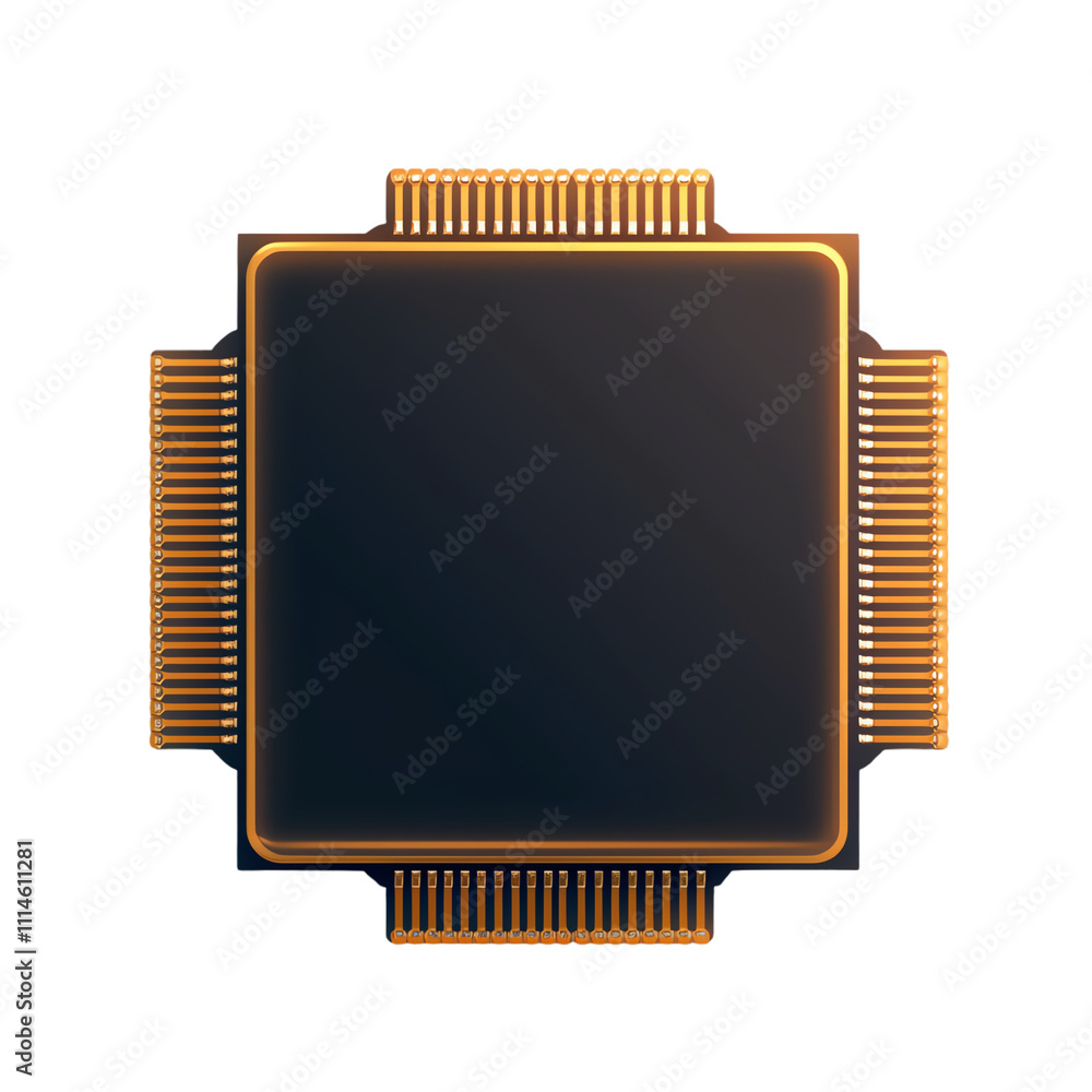Poster futuristic microchip design on a transparent background. transparent background