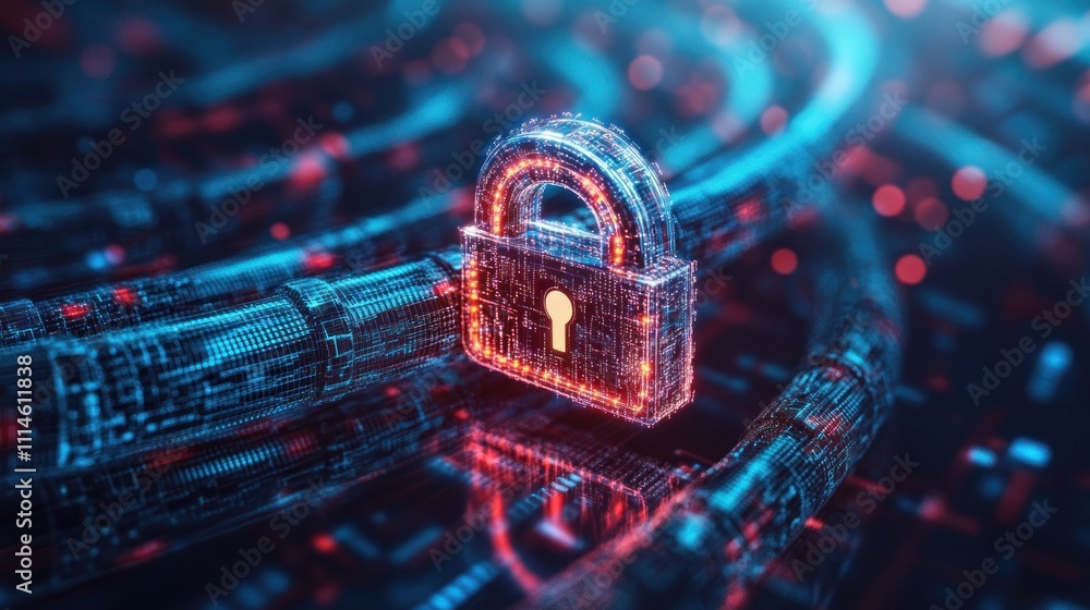 Poster digital security lock over network cables