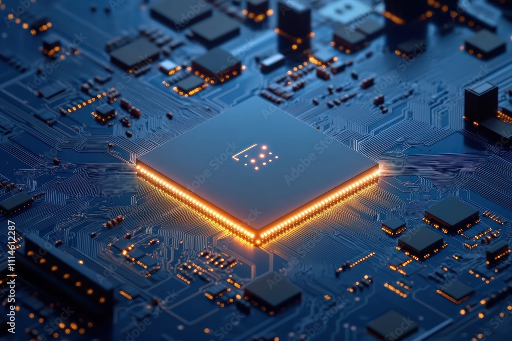 Aufkleber illuminated microchip integrated circuit board technology