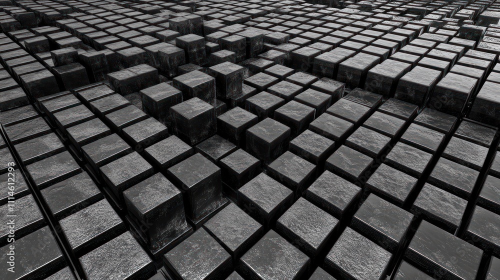 Poster abstract dark cubes pattern forming a grid