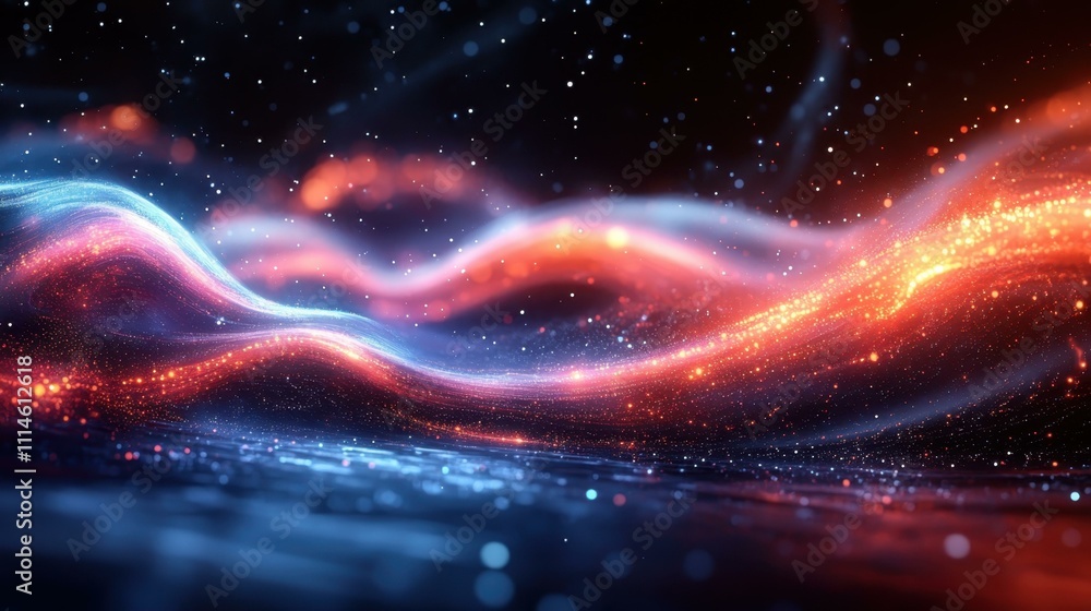 Poster neon light patterns. futuristic glowing wave lines digital abstract background with vibrant neon col