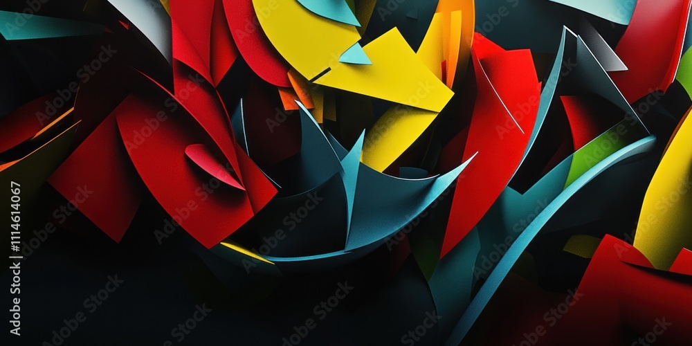 Poster abstract colorful geometric shapes intertwined design