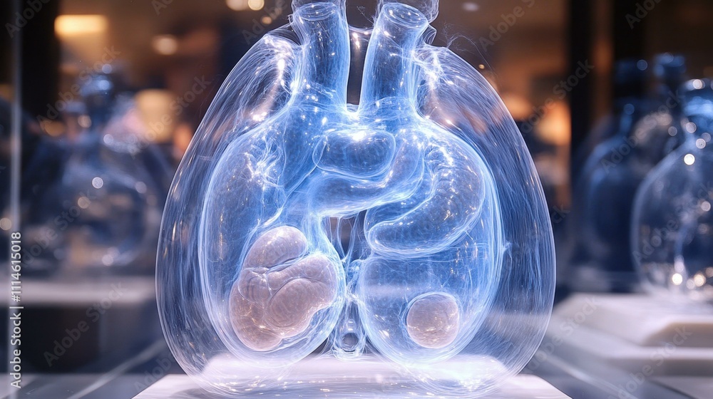 Poster human organ hologram image abstract diagnostics abstract image one main object high quality very det