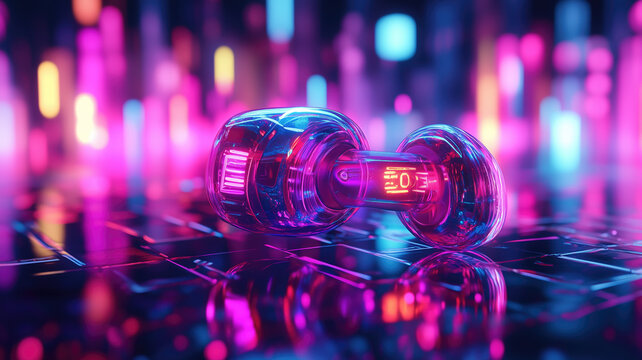 Futuristic In Ear Monitor (IEM) with multicolored Neon lights Generative AI.