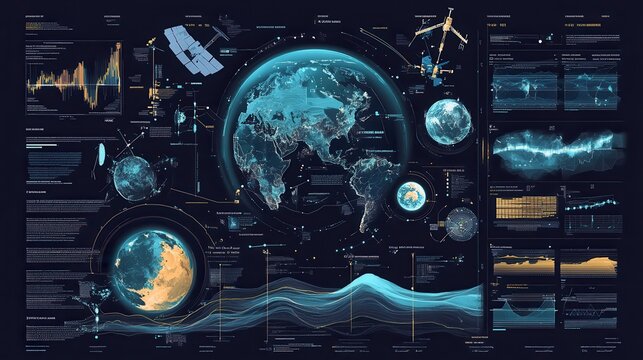 Detailed infographic illustrating global relationships and interactions across various scientific disciplines and geographic regions today