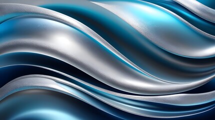 Fototapeta premium smooth wave movement with a gradient metallic blue silver finish for stylish backgrounds