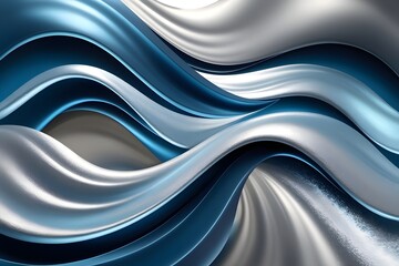Fototapeta premium metallic wave graphics in calming blue tones for luxury design or innovative branding